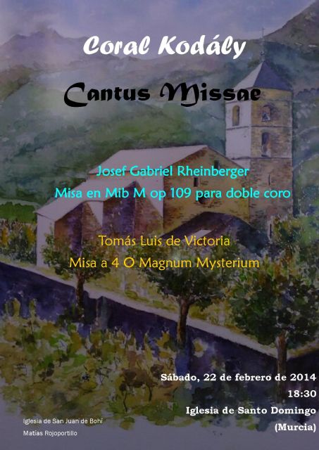 La Coral Kodály de Molina de Segura ofrece el concierto Cantus Missae el sábado 22 de febrero
