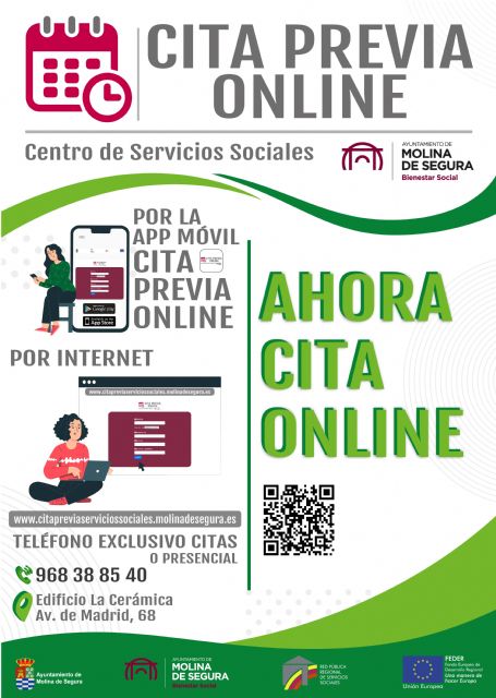 El Ayuntamiento de Molina de Segura pone en marcha un nuevo servicio de Cita Previa de acceso al Centro de Servicios Sociales