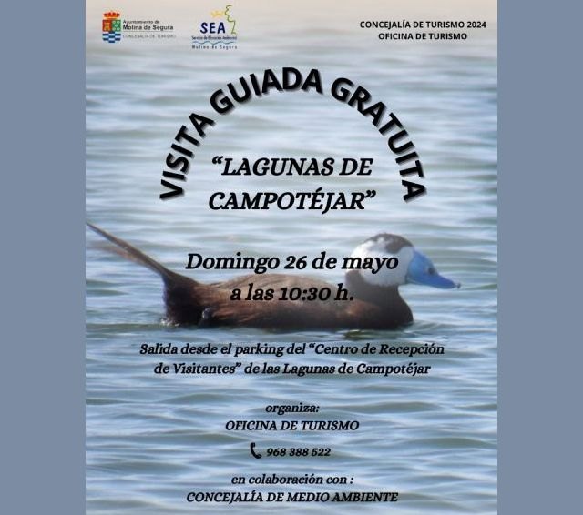 La Concejalía de Turismo de Molina de Segura organiza la visita guiada gratuita LAGUNAS DE CAMPOTÉJAR