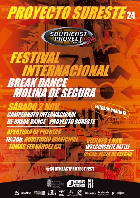 Molina de Segura celebra los días 1 y 2 de noviembre una nueva edición del campeonato de Break Dance Proyecto Sureste 2024